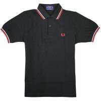 Fred Perry Herren Polo Shirt M12 186 Made In England Schwarz Weiß Rot 5422 36 / XS