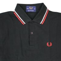 Fred Perry Herren Polo Shirt M12 186 Made In England Schwarz Weiß Rot 5422 36 / XS