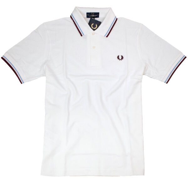 Fred Perry Herren Polo Shirt M12 120 Weiß Made in England 5375