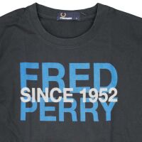 Fred Perry Herren T-Shirt Schwarz Blau M6341 102 Oberteil...