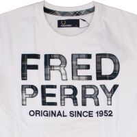 Fred Perry Herren T-Shirt M1215 100 Weiß Tartan...