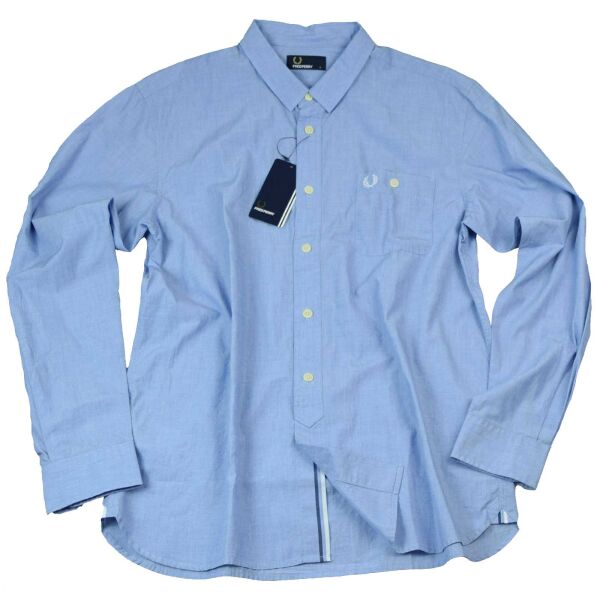 Fred Perry Herren Langarmhemd M2325 547 Hellblau Kentkragen 6118