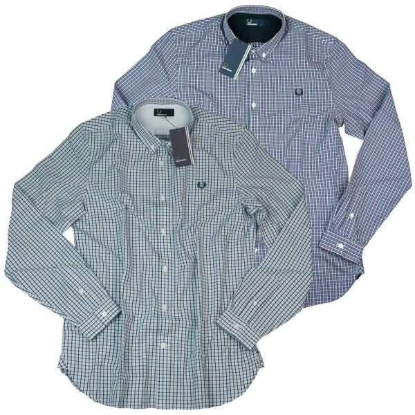 Fred Perry Herren Button Down Langarmhemd M9527 Kariert Farbauswahl