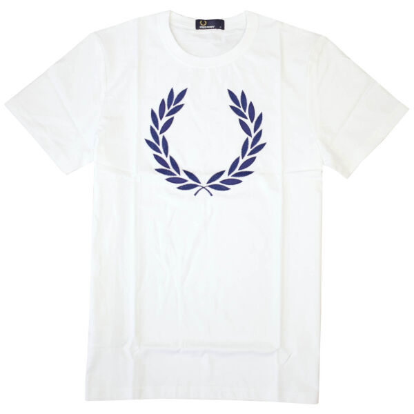 Fred Perry Herren T-Shirt M7259 100 Weiß Lorbeerkranz 5718