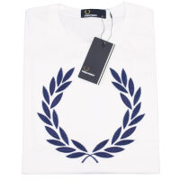 Fred Perry Herren T-Shirt M7259 100 Weiß Lorbeerkranz 5718