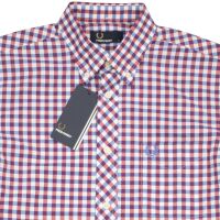 Fred Perry Herren Button Down Kurzarmhemd M9349 A77 Gingham Klassik Shirt 7543 S
