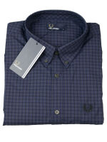 Fred Perry Herren Button Down Langarmhemd M3524 Three Color Gingham Shirt Victoria Blue 7462  M