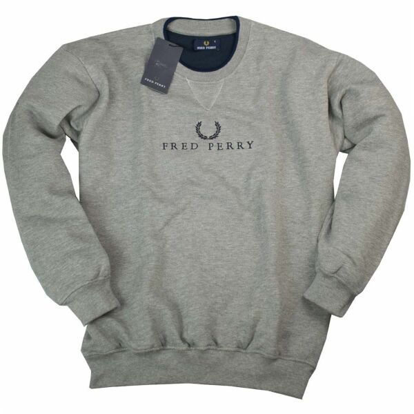 Fred Perry Herren Pullover Sweatshirt Rundhals Grau M3221 420 Klassik 5097