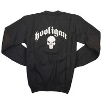 Hooligan Streetwear Herren Strickpullover Skull Oldschool Ultras Schwarz 5017 L