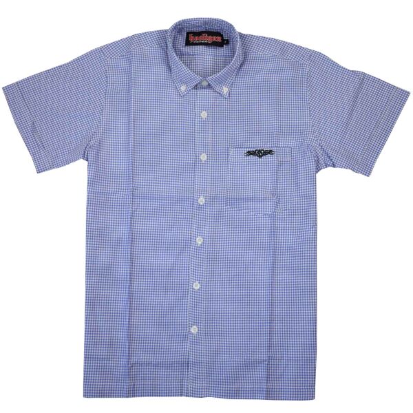 Hooligan Streetwear Herren Hemd Button-Down Kurzarm Kariert Ultras Farbauswahl Blau 5121 XXL