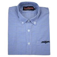 Hooligan Streetwear Herren Hemd Button-Down Kurzarm Kariert Ultras Farbauswahl Blau 5121 XXL