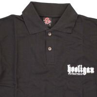 Hooligan Streetwear Herren Poloshirt Logo-Stick Ultras Fußball Schwarz | Uni 5127 XXL