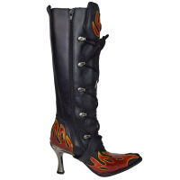 New Rock Damen Stiefel Tall Boot M9308 Flammen Metallabsatz Highheel 7007