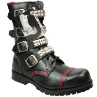Underground Shoes Herren 10-loch Ranger Schwarz Nieten Schnallen Rote Naht 5115 UK 12 / EU 46