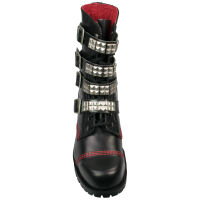 Underground Shoes Herren 10-loch Ranger Schwarz Nieten Schnallen Rote Naht 5115 UK 3 / EU 36