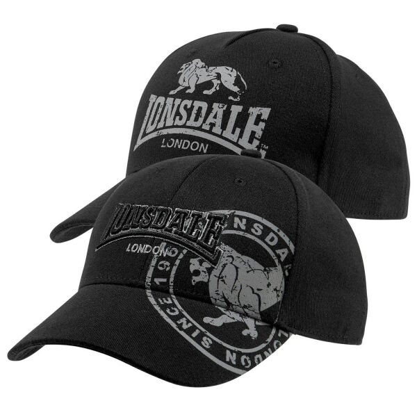 Lonsdale Cap Doppelpack Leiston Kappe 2Stk Schwarz mit 3D Stick Schwarz 6124