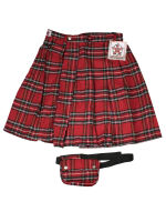 Black Pistol Short Kilt Schottenrock Tartan Kariert Rot...