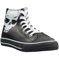 Underground Shoes Sneaker Leder mit Skull UW-006-SKL Schwarz | Weiß 6020