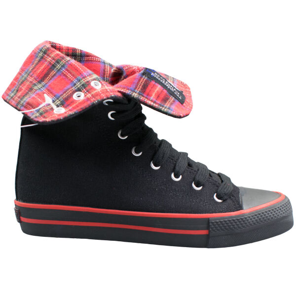 Underground Shoes Sneaker High Top Tartan UW-012-210 Kariert Schwarz | Rot 6001