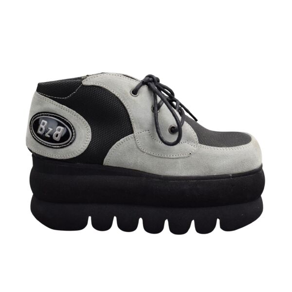 BZB Bulldozer Italy Plateau Sneaker - 90s Vintage Style Ilo C Schwarz Grau 9000
