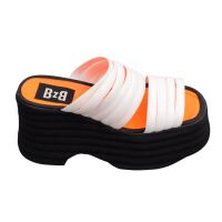 BZB Bulldozer Italy Plateau Sandale 90s Vintage Style 3560 Weiß Neon Orange 9006