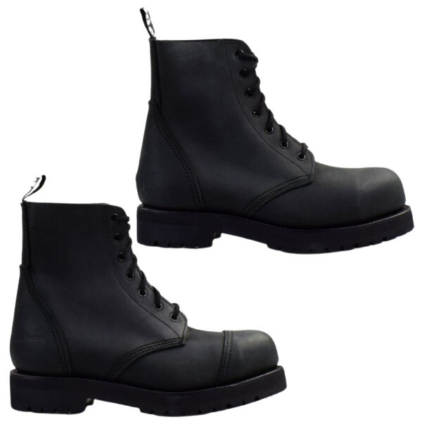 Prime Boots 7-loch Stiefel mit Stahlkpappe rahmengenäht Combat Bajo Schwarz