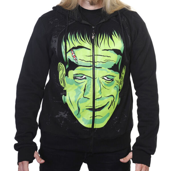 Banned Herren Kapuzenjacke HBN027M Hoodie Frankenstein Halloween Gothic 8011