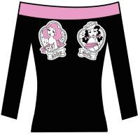 Too Fast Damen Lonsleeve Sink Swim Schwarz | Rosa Tattoo Pin Up 7005