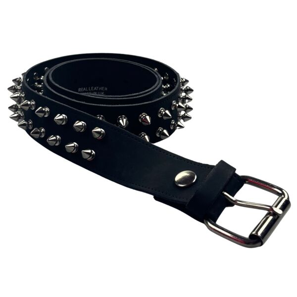 Nietengürtel Killernieten Schwarz Silber Echtes Leder Schwarz 5044