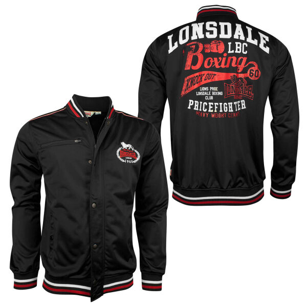 Lonsdale Herren Trainer Jacke mit Reißverschluss Luther Schwarz 6054