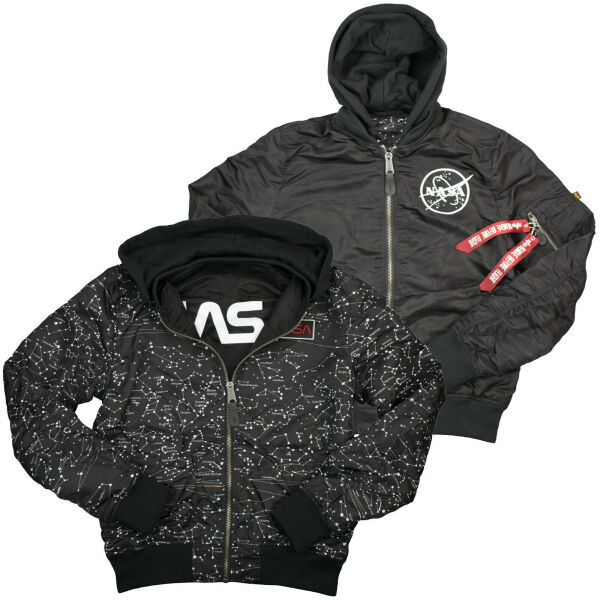 Alpha Industries Herren Bomberjacke MA-1 LW HD NASA Glow Rev Schwarz 6611