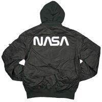 Alpha Industries Herren Bomberjacke MA-1 LW HD NASA Glow Rev Schwarz 6611