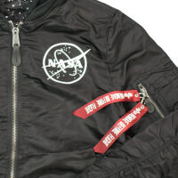 Alpha Industries Herren Bomberjacke MA-1 LW HD NASA Glow Rev Schwarz 6611