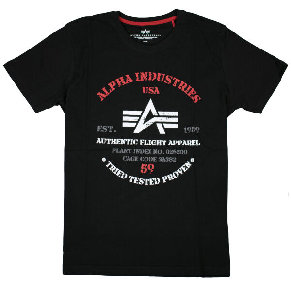 Alpha Industries Herren T-Shirt Authentic Print T 126519 Schwarz 6448