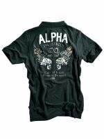 Alpha Industries Polo Shirt Burning Skull Grey Black Polo...