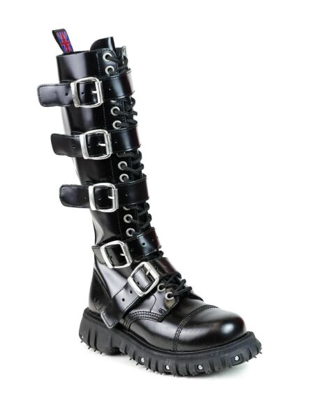 Alpha Rangers 20-loch Boot Schwarz Ranger Unisex Schnallen Buckles Gothic 5032