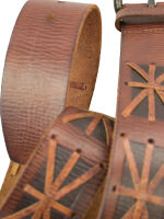 Ben Sherman Herren Leder Gürtel Braun UK Flag Muster Echtleder 5440