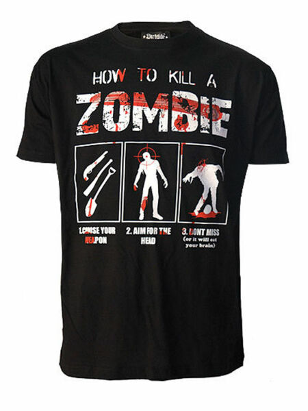 Darkside T-Shirt How To Kill Zombies Blood Splatter Horror Blut Halloween 5003