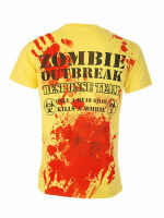 Darkside T-Shirt Zombie Outbreak Blood Splatter Horror Blut Halloween Gelb 5005