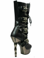 DemoniaCult Damen Stiefel Muerto 1026 Gothic HighHeel Boot Metallabsatz 5002