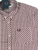 Fred Perry Button Down Kurzarmhemd M6177 924 Rot Weiß Reissues Maroon 7212