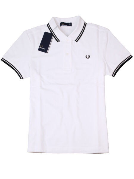 Fred Perry Damen Polo Shirt G3600 205 Piquee White Black Lorbeerkranz 7411
