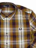 Fred Perry Herren Button Down Langarmhemd M2567 886 Tartan Shirt Mustard 7224