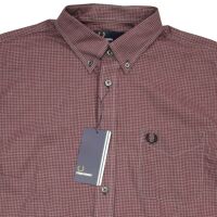 Fred Perry Herren Button Down Langarmhemd Microcheck...