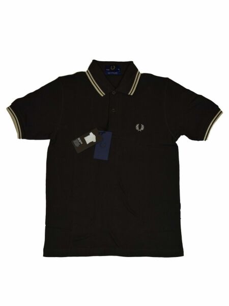 Fred Perry Herren Polo Shirt M12 344 Braun Beige Made in England Piquee 5374