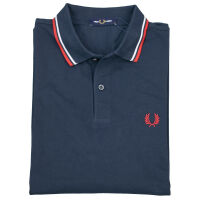 Fred Perry Herren Polo Shirt M3600 471Dunkelblau / Weiß / Rot Piquee 7544