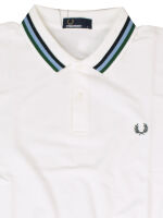 Fred Perry Polo Bomber Stripe Pique Shirt M5570 129 Snow...