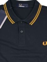 Fred Perry Polo Shirt Poloshirt M3600 F26 Navy / Braun Piquee  7341
