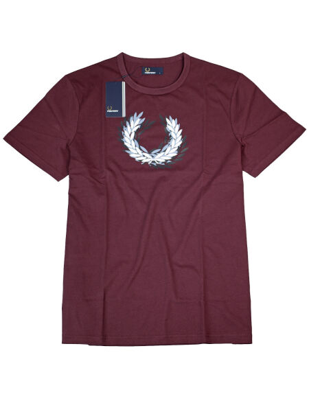 Fred Perry T-Shirt M3602 799 Mahogany Distorted Laurelwreath T-Shirt 7365