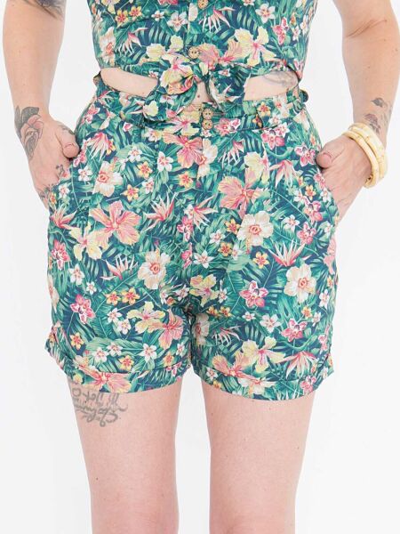 King Kerosin Queen Kerosin Damen Shorts High Waisted Blumen Rockabilly 50s 5081